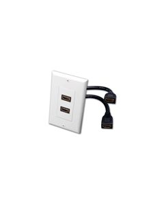 HDMI DUAL FEEDTHRU WALL PLATE WHITE