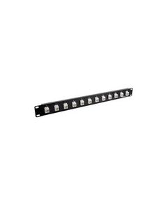 1.75"x19" (1U) 12 Port  Low Profile Category 6 Feed-Thru Mini-Coupler panel