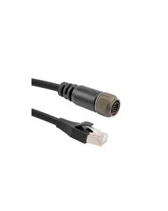 IP67 Rugged Category 5e Cable, Mighty Mouse 10 Pin Male Aluminum Cadmium w/ Dust Cap to RJ45 Plug, SF/UTP Double Shielded, LSZH, Black, 1.0F